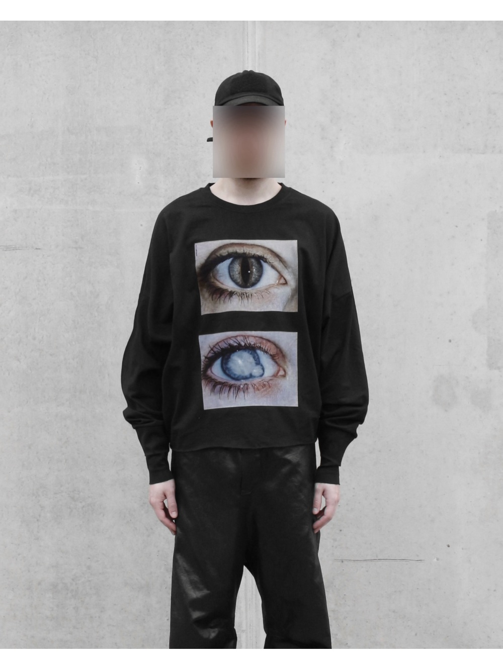 Street Fashion Style - 2026年新作 ダークゴシック リアリスティック ダブルアイプリント 長袖トップス パンクストリートトレンドファッション