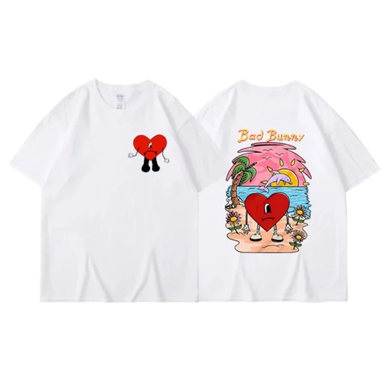 Street Fashion Asian Men - アジアンサイズ バッドバニー Tシャツ レディース カジュアル Tシャツ