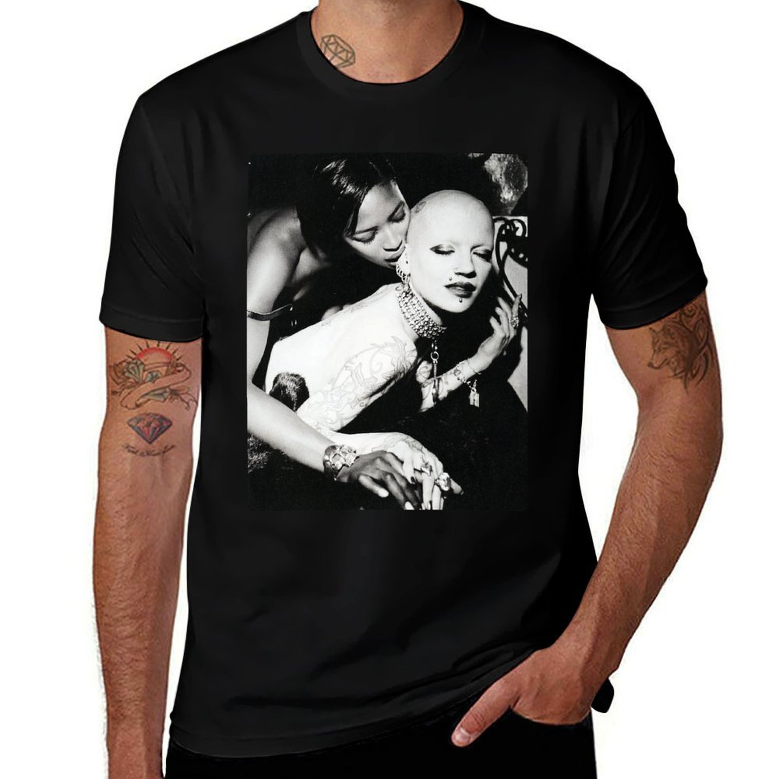 Street Fashion Magazines - ナオミ・キャンベルとポリー・フィー、i-D マガジン用 Tシャツ ストリートファッション カジュアル Tシャツ