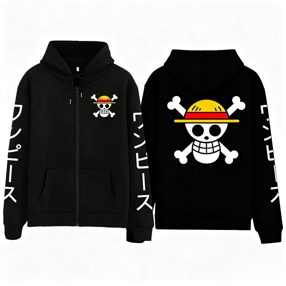 Street Fashion Jacket Men - 新しい特大ワンピースルフィアニメジッパーフード付きスウェットシャツ男性女性ストリートカジュアルプルオーバージャケット長袖秋