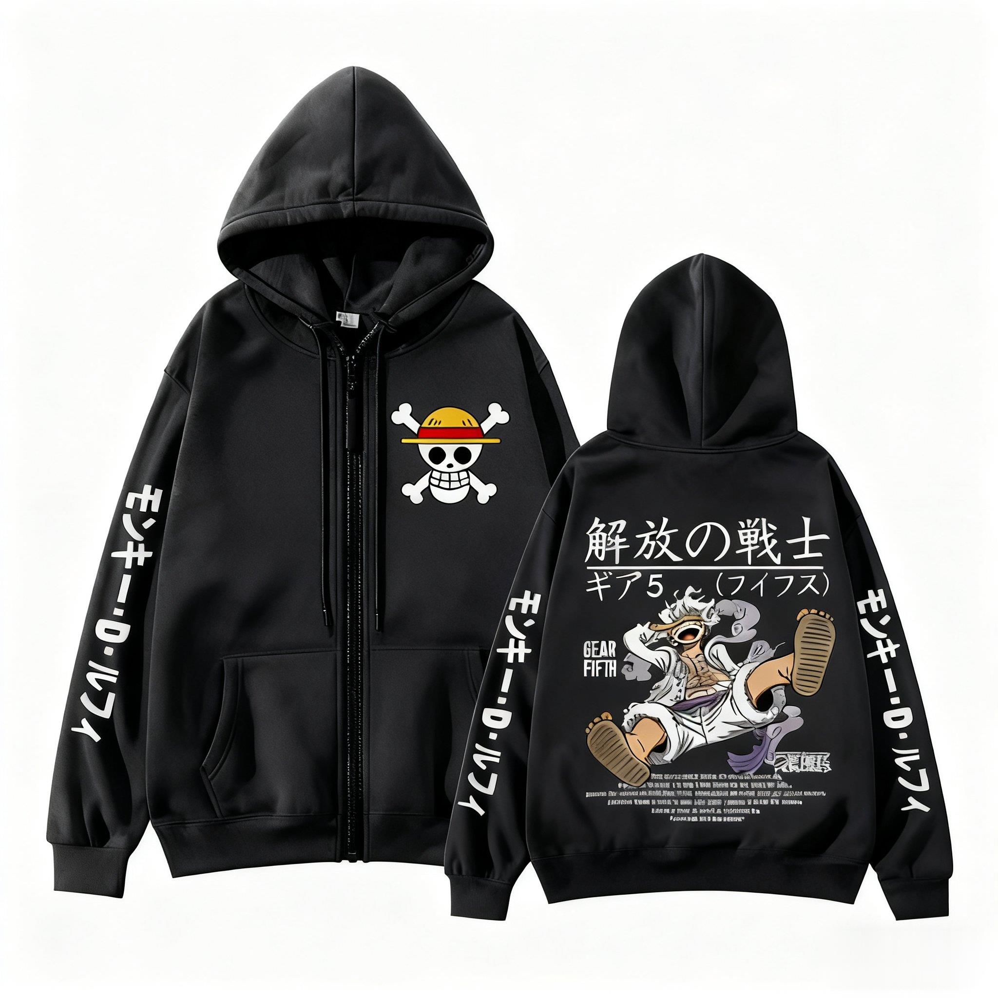 Street Fashion Jacket Men - モンキー・D・ルフィ ギア5 ワンピース アニメ ジップアップパーカー メンズ