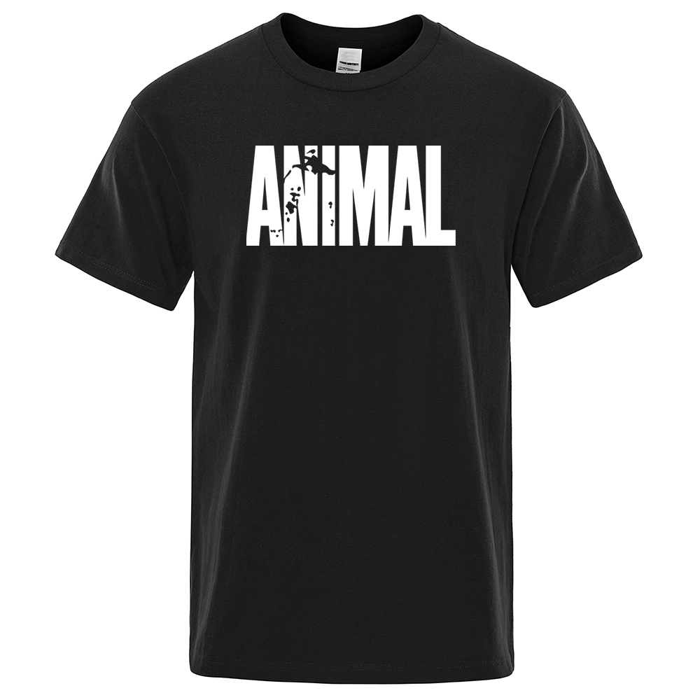 Street Fashion Asian Men - アジアサイズファッションアニマルレタープリントメンズTシャツストリートファニーショートスリーブルーズTシャツOネック通気性コットン衣料