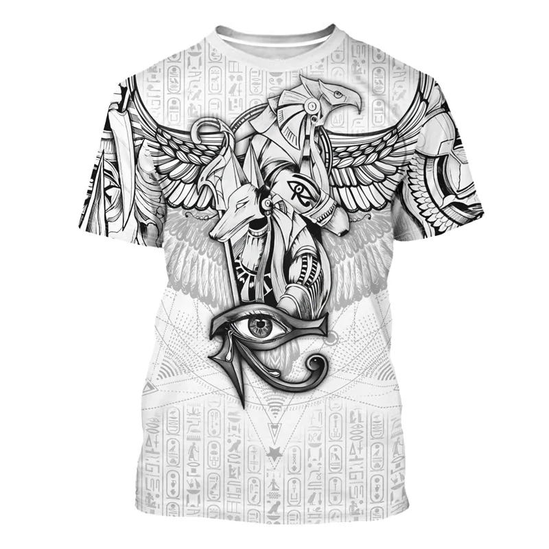 Street Fashion Egypt - 夏用3Dプリント古代エジプトグラフィックTシャツ メンズ レディース ファラオ 半袖Tシャツ カジュアル
