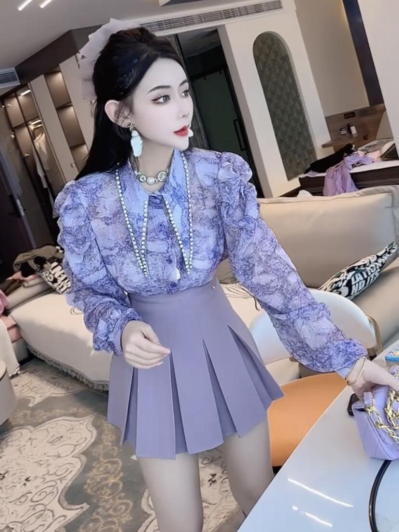 シルクシフォンプリントシャツ,女神スタイル,ハイエンドでエレ - Street Fashion High End のレビューと価格