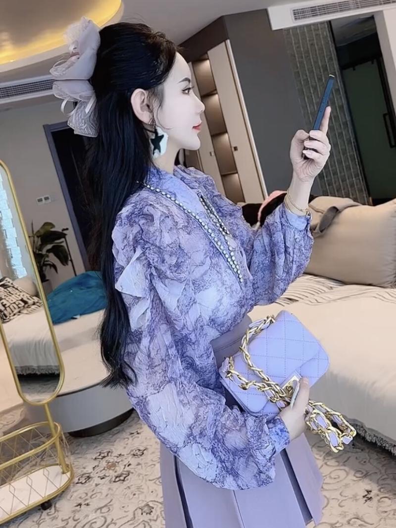 シルクシフォンプリントシャツ,女神スタイル,ハイエンドでエレ - Street Fashion High End のレビューと価格