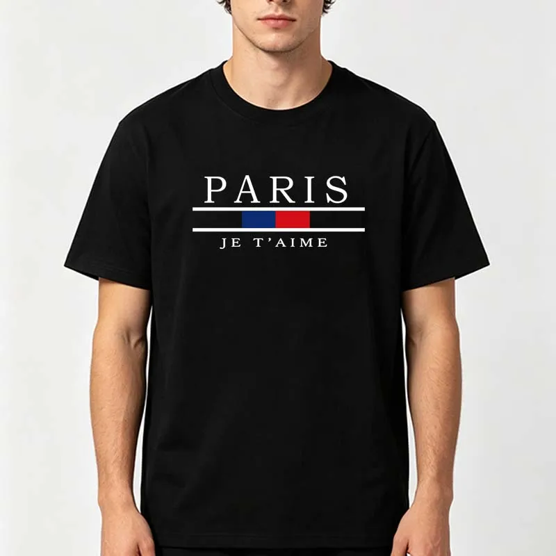 パリグラフィックプリント Tシャツ男性夏カジュアルファッショ - Street Fashion Paris のレビューと価格