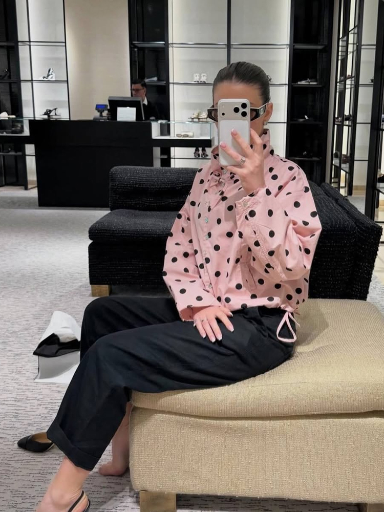 トレンディなソリッドカラーのポルカドットコート、ドローストリ - Street Fashion Jacket のレビューと価格