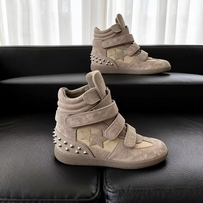 女性の高級デザイナーアンクルブーツハイトップカジュアルフラッ - Street Fashion High End のレビューと価格
