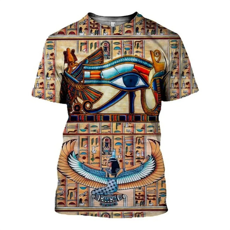 男性のための古代エジプトの女神のTシャツ,3Dプリント,半袖 - Street Fashion Egypt のレビューと価格