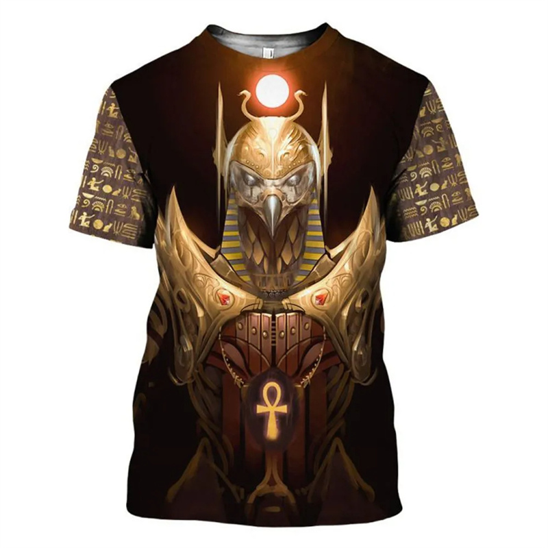 男性のための古代エジプトの女神のTシャツ,3Dプリント,半袖 - Street Fashion Egypt のレビューと価格