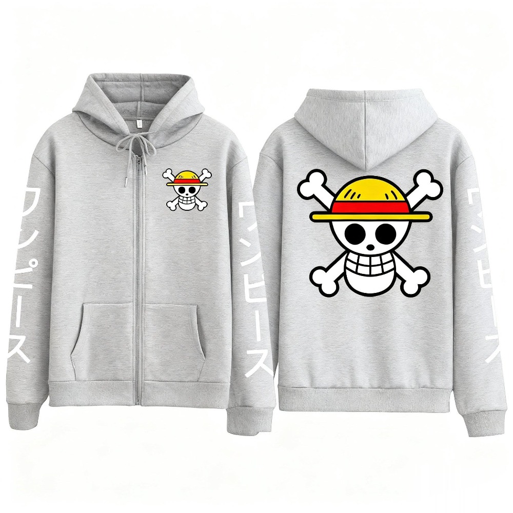 新しい特大ワンピースルフィアニメジッパーフード付きスウェット - Street Fashion Jacket Men のレビューと価格