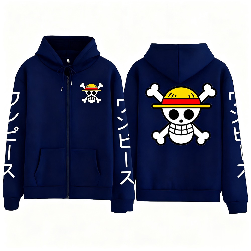 新しい特大ワンピースルフィアニメジッパーフード付きスウェット - Street Fashion Jacket Men のレビューと価格