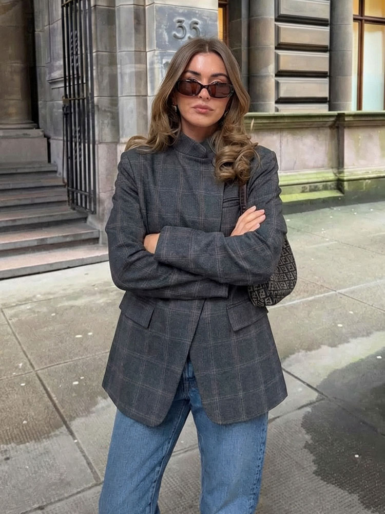 HH 2026 春ブレザー女性のためのファッションチェック柄 - Street Fashion Jacket Men のレビューと価格
