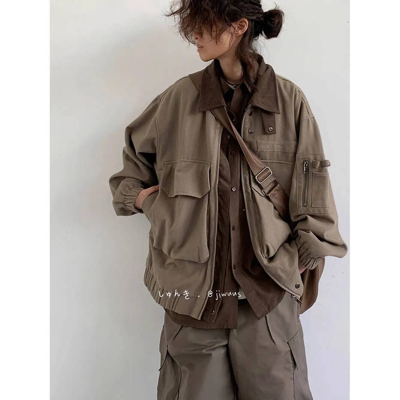 マンジャケット春秋ルーズカーゴジャケット日本製ヴィンテージマ - Street Fashion Jacket Men のレビューと価格
