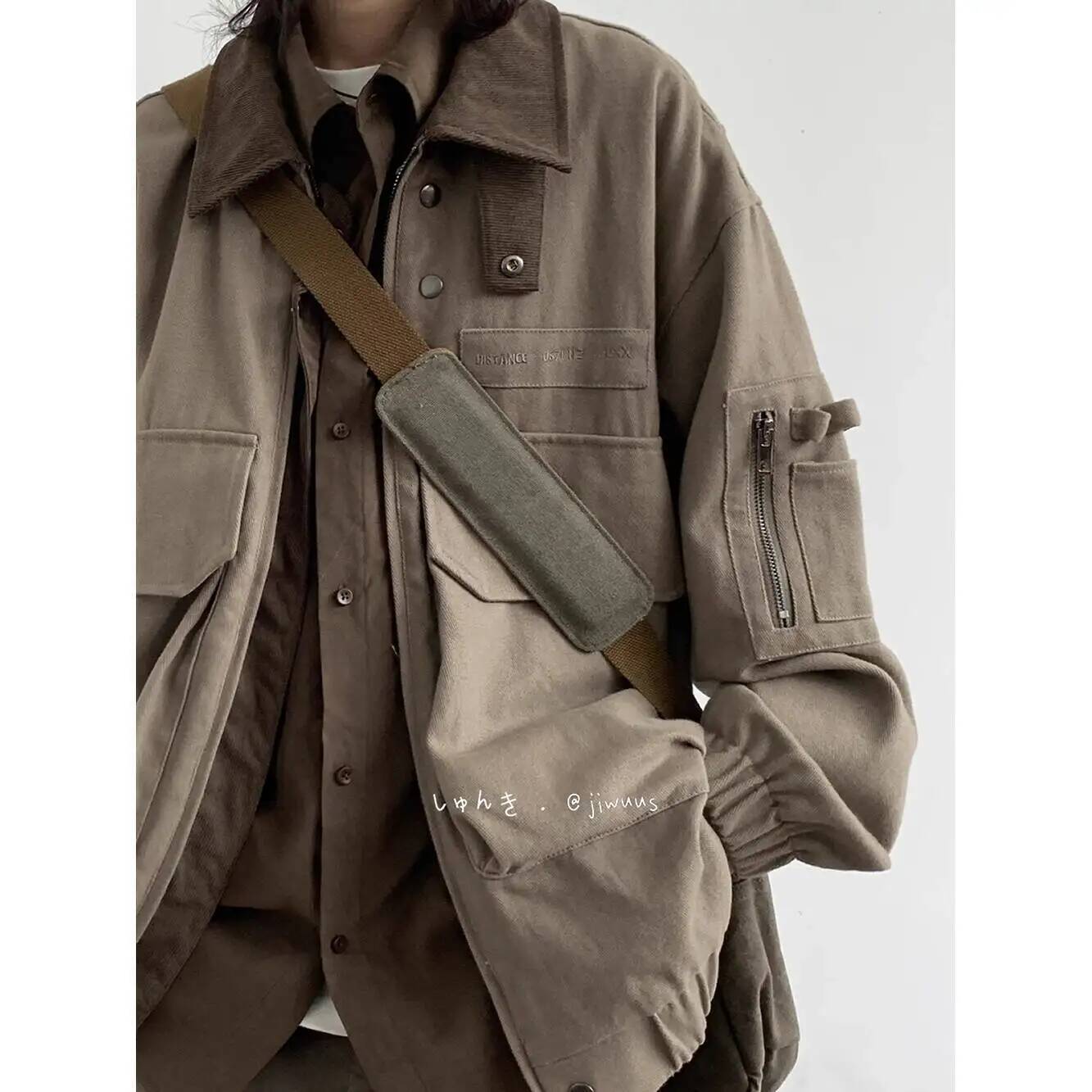 マンジャケット春秋ルーズカーゴジャケット日本製ヴィンテージマ - Street Fashion Jacket Men のレビューと価格