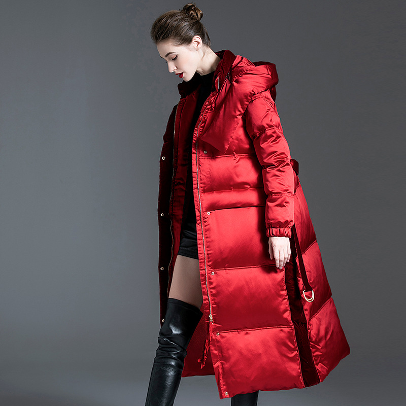 女性のための長いフード付きダックダウンコート,ハイエンドのヨ - Street Fashion High End のレビューと価格