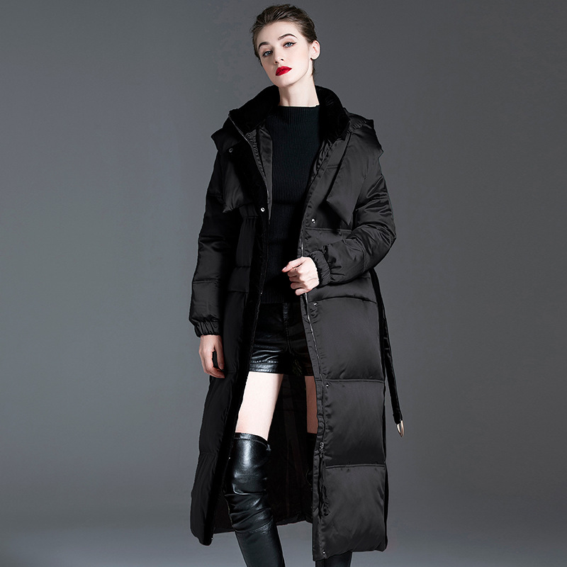 女性のための長いフード付きダックダウンコート,ハイエンドのヨ - Street Fashion High End のレビューと価格