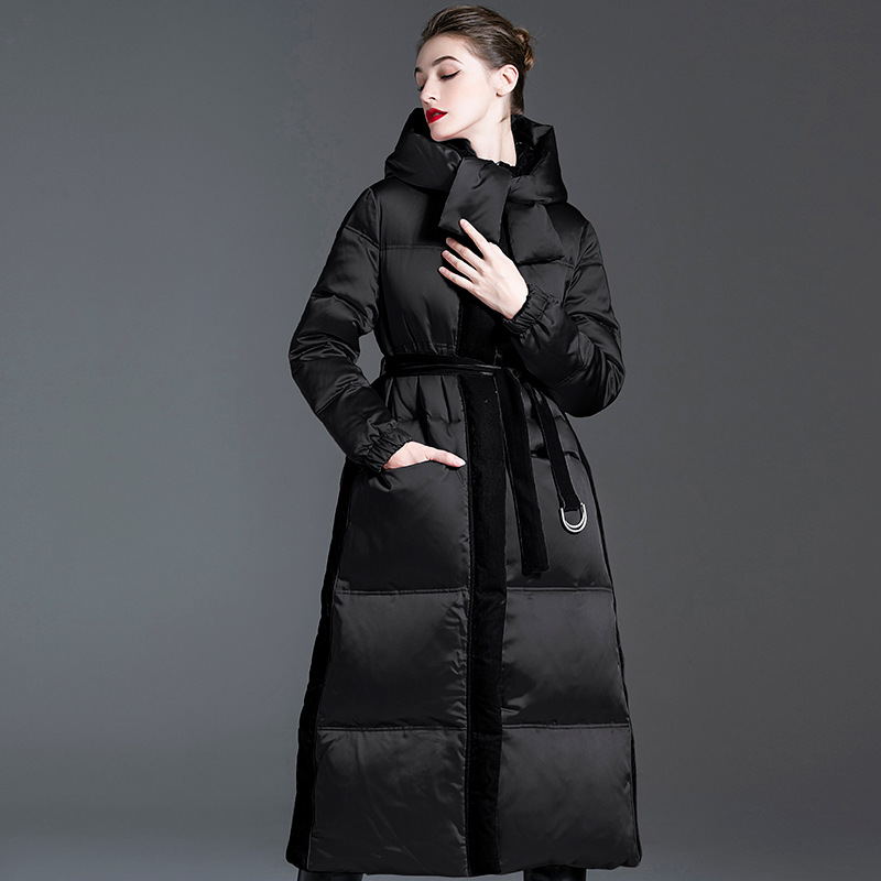女性のための長いフード付きダックダウンコート,ハイエンドのヨ - Street Fashion High End のレビューと価格