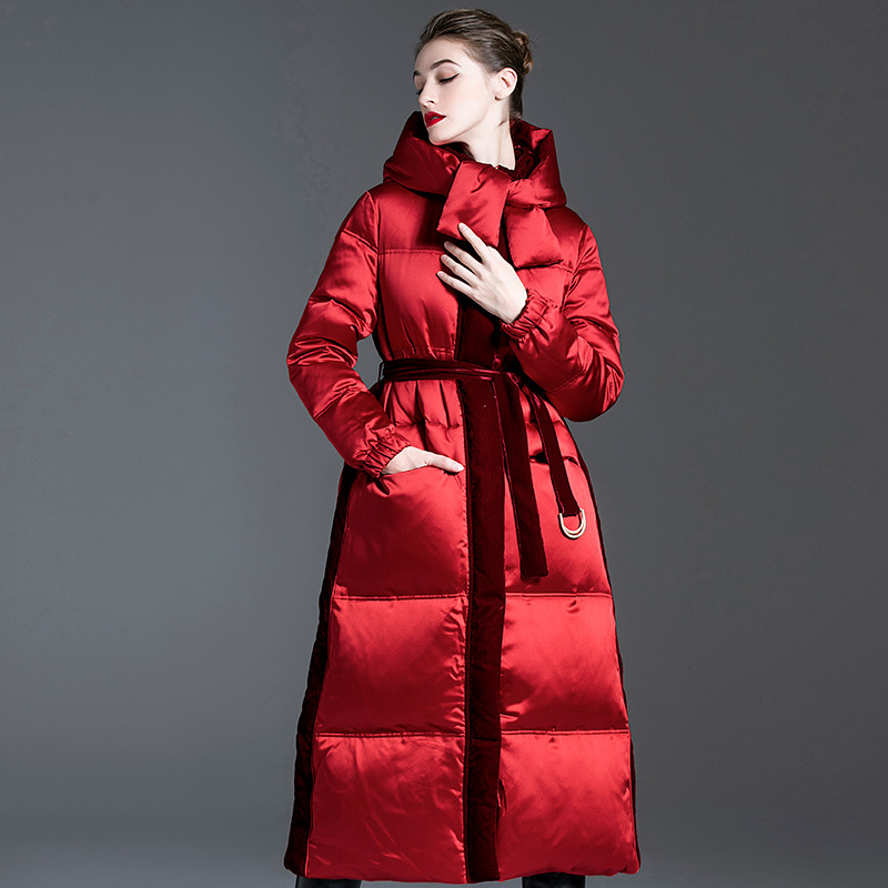 女性のための長いフード付きダックダウンコート,ハイエンドのヨ - Street Fashion High End のレビューと価格