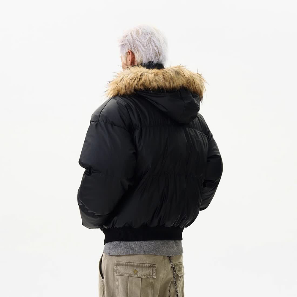 メンズフード付きPUレザージャケット,取り外し可能なファーカ - Street Fashion High End のレビューと価格