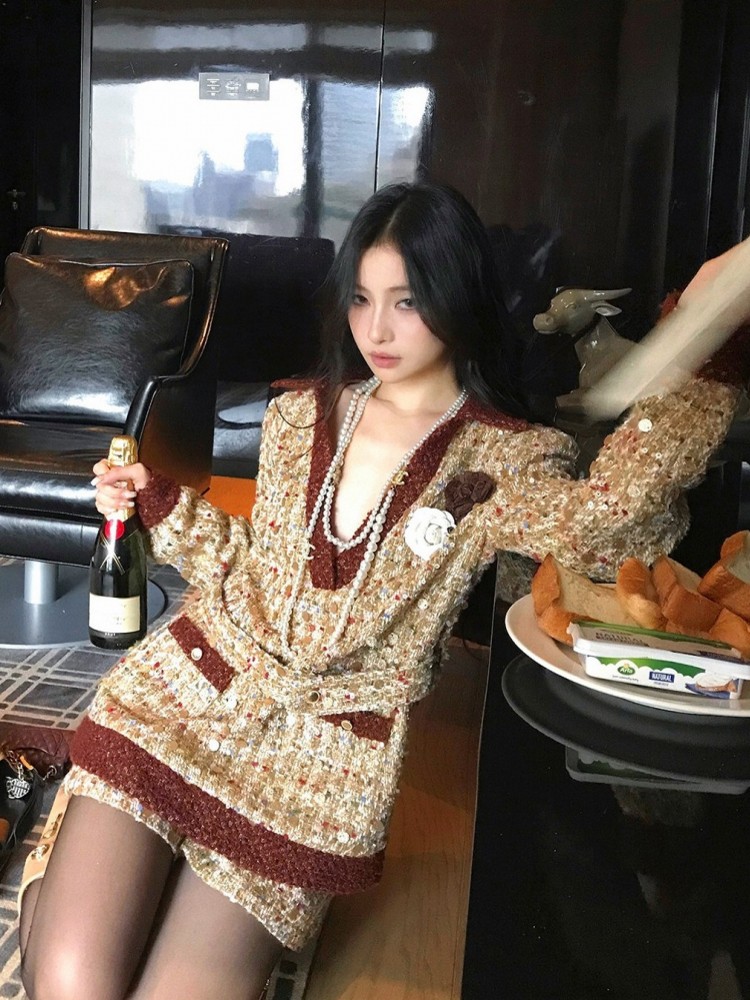 ファッション女性用新作秋冬スイートVネック切り替えシングルブ - Street Fashion Jacket のレビューと価格