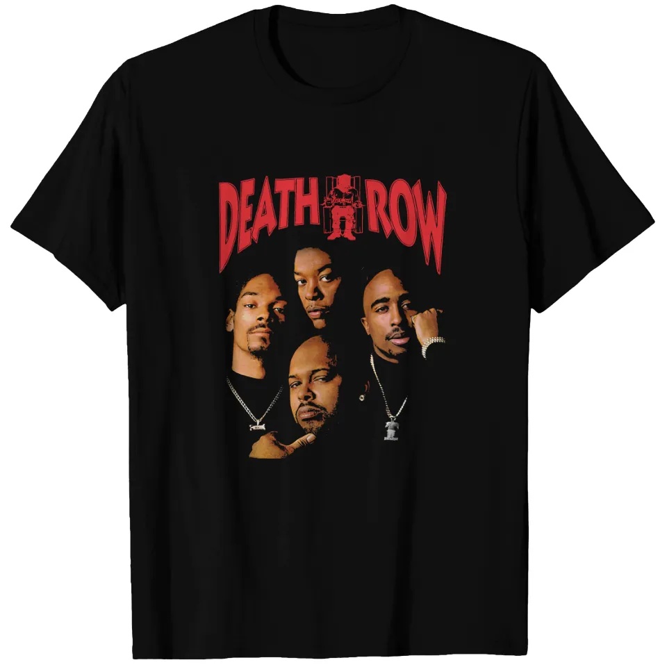 黒プリントTシャツ デス・ロウ・レコーズ バイブ マガジンカ - Street Fashion Magazines のレビューと価格