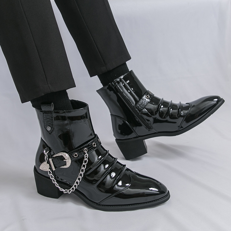 ファッションサイドジッパーハイトップメンズカジュアルブーツブ - Street Fashion High End のレビューと価格
