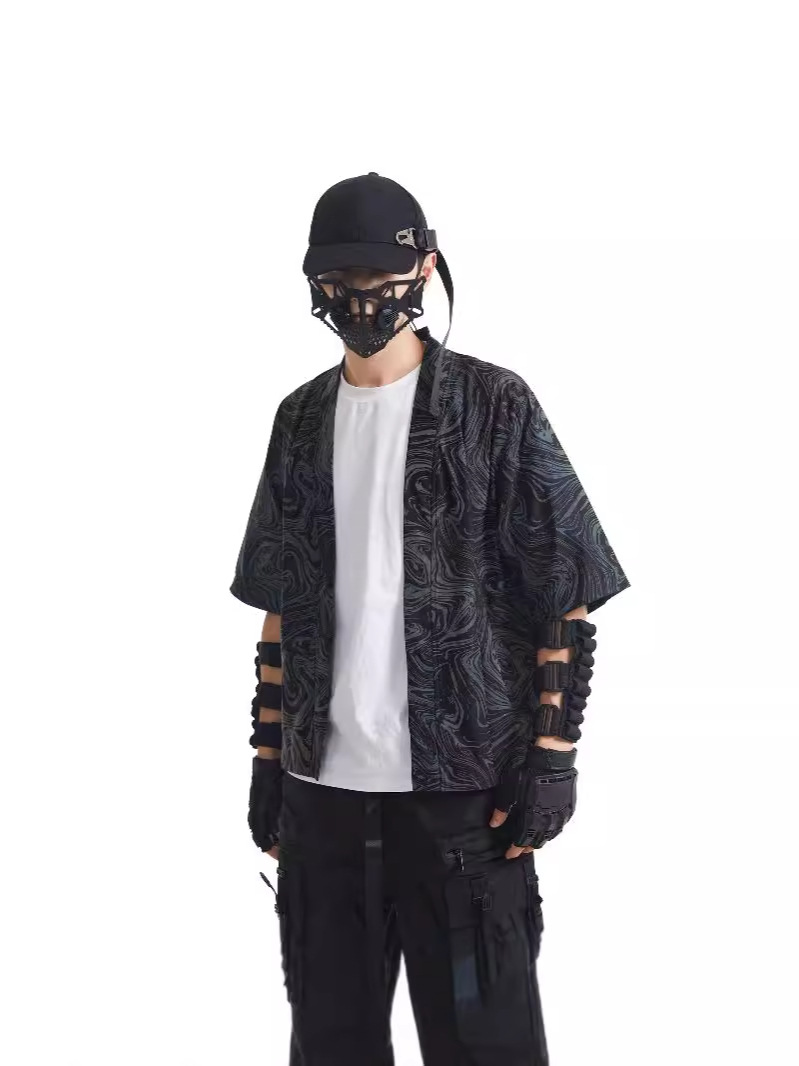 メンズファッションサマーシャツハイストリートカラフルな反射道 - Street Fashion Style のレビューと価格