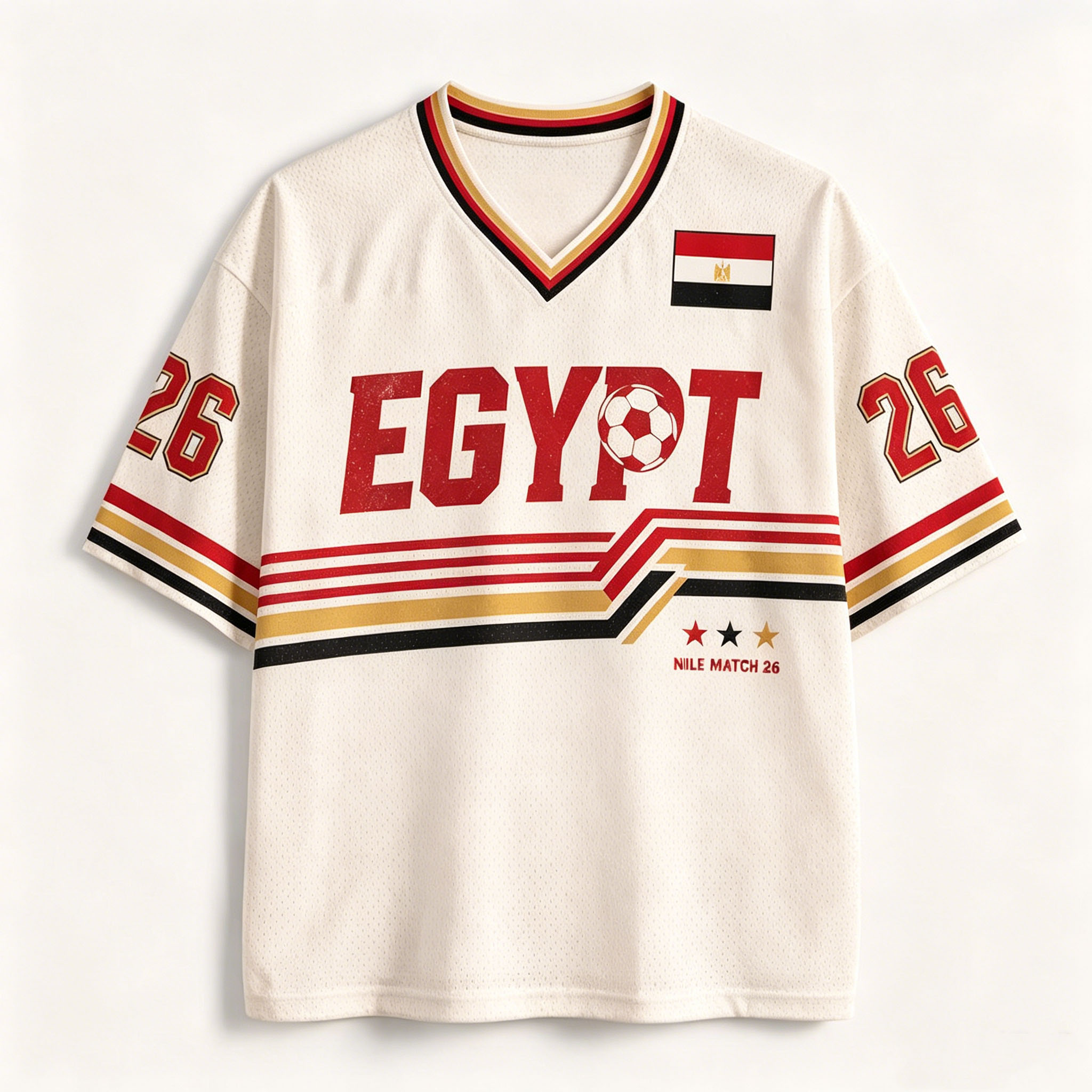 2026年エジプト代表レトロVネックサッカーTシャツスポーツ - Street Fashion Egypt のレビューと価格