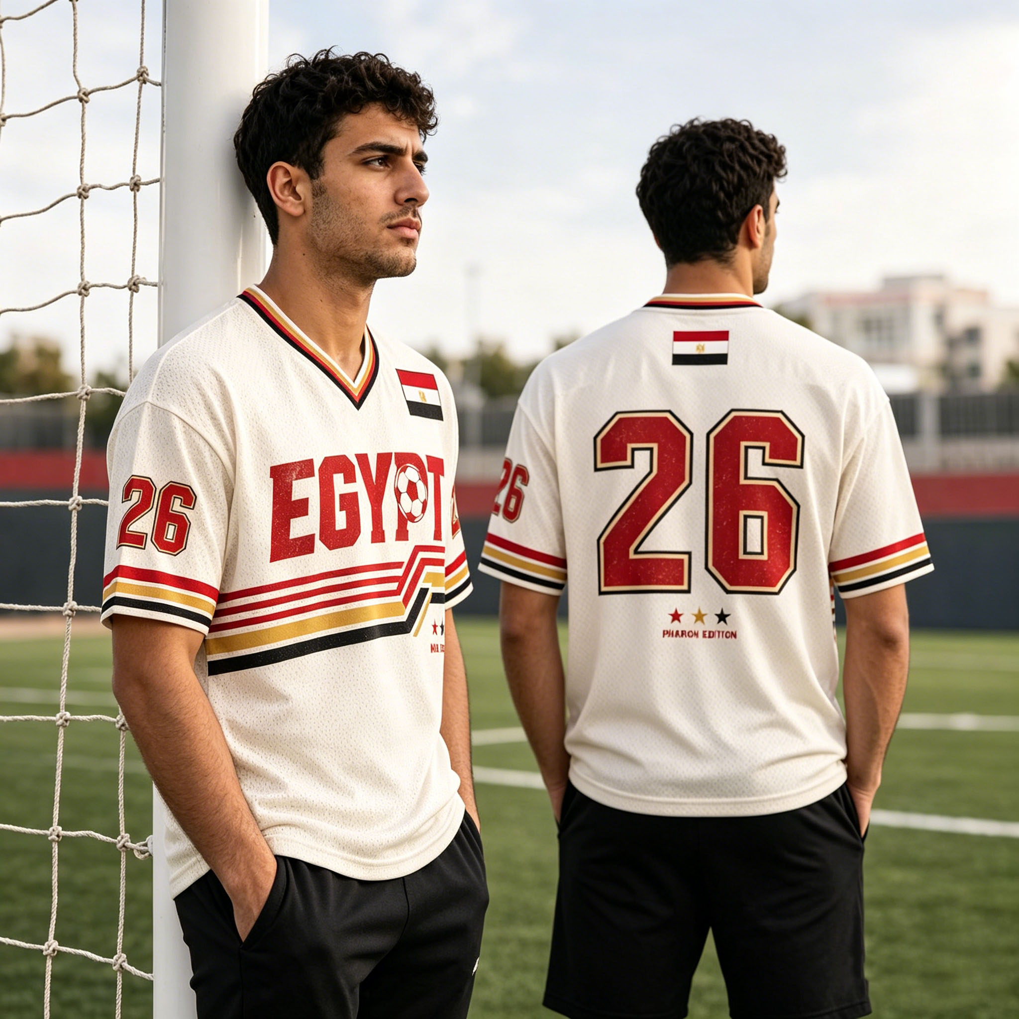 2026年エジプト代表レトロVネックサッカーTシャツスポーツ - Street Fashion Egypt のレビューと価格
