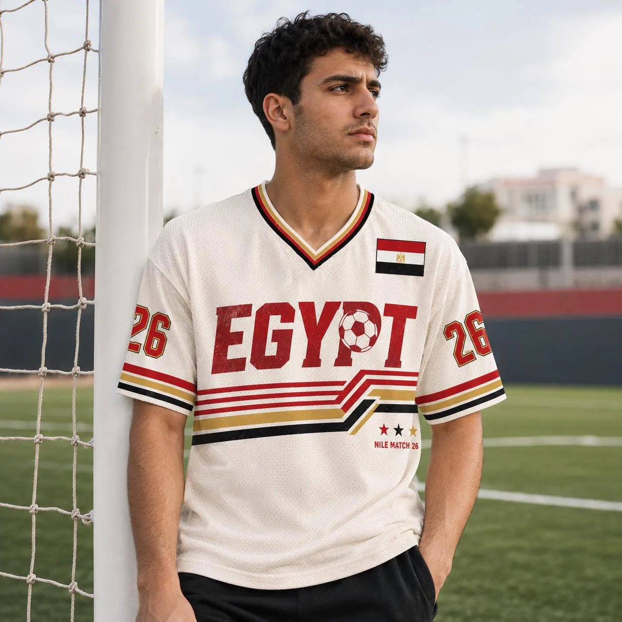 2026年エジプト代表レトロVネックサッカーTシャツスポーツ - Street Fashion Egypt のレビューと価格